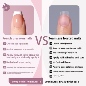 Uñas Postizas Francesas Cortas Cuadradas Brillantes, Uñas Artificiales al por Mayor para Uso Diario y Salones de Belleza - Product Image 3