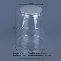 Pot en plastique PET de qualité alimentaire, noir mat, avec couvercle à vis, finition douce au toucher, pour compléments alimentaires en poudre.