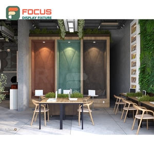 ชั้นวางสินค้ากาแฟหรูหรา แผงไม้ระแนงสำหรับจัดแสดงกาแฟบรรจุถุง ชั้นวางโชว์เบเกอรี่คาเฟ่ - Product Image 2