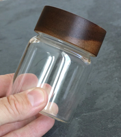 Pot en verre avec couvercle en bois d'acacia à visser, minimaliste, pour le rangement des épices/aliments/fleurs dans la cuisine