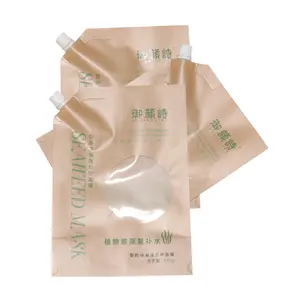 Eco-Friendly Leakage Proof Paper Spout Pouch / Brown Kraft Paper Liquid Drink Packaging Spout Bag for Beverage