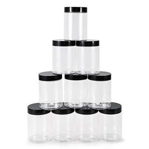 Frasco Cilíndrico de Plástico PET Transparente de 8/16 oz (250/500 ml) con Tapa de Rosca y Etiqueta Adhesiva Impresa por Transferencia de Calor para Alimentos Secos - Product Image 1