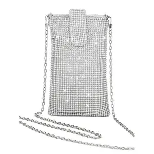 Metal mesh Small Crossbody Bag Cell Phone Purse Wallet Evening Handbags Clutch Purses for Women