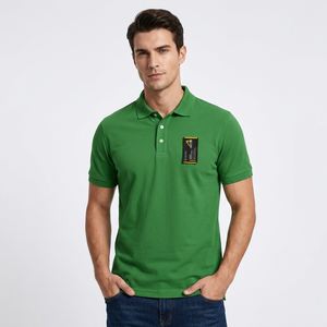 Camisa Oxford de Algodón a Rayas Verdes para Hombre con Logotipo Personalizado en la Parte Delantera, Manga Corta, Cuello con Botones, Tejido Informal Transpirable - Product Image 2