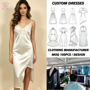 Robe de nuit élégante en satin pour femme, col en V, dentelle, sans manches, bretelles spaghetti, froncée, fendue, longueur midi - Product Image 1