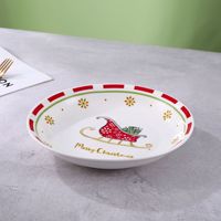 Assiette à soupe de Noël créative de 8 pouces en porcelaine, motif dessin animé, ambiance festive, haute température, écologique, compatible lave-vaisselle, vente en gros