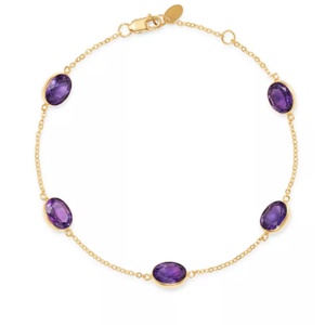 Pulsera de Amatista de América, Piedra Preciosa de Amatista, Plata de Ley 925, Pulsera de Tenis Morada Creada para Mujer - Product Image 4