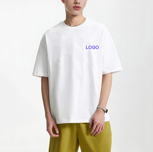 Nueva Camiseta de algodón peinado de peso pesado de 240gsm para hombre, camisetas informales de gran tamaño con cuello redondo Multicolor, camiseta en blanco personalizada Unisex - Product Image 1