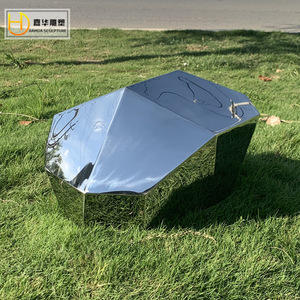Jiahua Stainless Steel <b>Cutting</b> <b>Stone</b> Geometric Mirror Outdoor Landscape Sculpture Floor Mount Art Decoration - Product Image 2