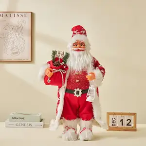 Mainan boneka tampilan ornamen natal kualitas tinggi hadiah boneka Natal persediaan dekorasi Santa Claus