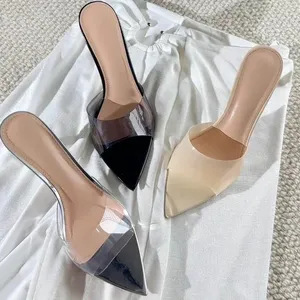 Sandales transparentes à talons hauts pour femmes, talons fins, bout pointu, sexy, à bout ouvert - Product Image 1