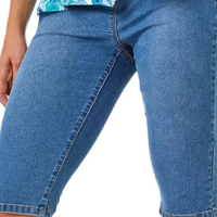 Shorts en jean vintage taille haute coupe bootcut pour femme, extensibles, polyester/coton, lavage en machine, été, taille 20