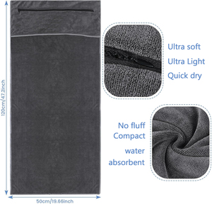 Telo da Palestra Sportivo <span class=keywords><strong>con</strong></span> Tasca <span class=keywords><strong>con</strong></span> Cerniera, Magnetico per Panca, Personalizzabile <span class=keywords><strong>con</strong></span> Logo, in Cotone/Microfibra, Assorbente - Product Image 5