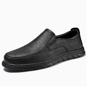 Men Genuine <b>Leather</b> <b>Slip</b> <b>On</b> Loafers Round Toe Cushioned Rubber Outsole Office Casual Dress <b>Shoes</b> All Seasons EVA Midsole - Product Image 2