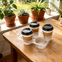 Plateaux porte-gobelets rectangulaires jetables en plastique PP pour boissons chaudes et froides, marque JH, vente en gros