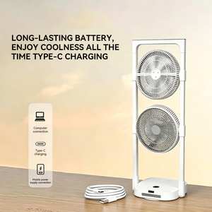 Nouveau <span class=keywords><strong>ventilateur</strong></span> de sol rechargeable à double tête, batterie 16000 mAh, 8 vitesses, minuterie, <span class=keywords><strong>silencieux</strong></span>, pliable, <span class=keywords><strong>pour</strong></span> <span class=keywords><strong>chambre</strong></span> et camping - Product Image 2