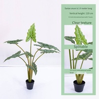 Arbre artificiel en feuilles de taro résistant aux UV dans un pot en plastique, taille personnalisée, décoration de jardin à domicile, plante artificielle en pot pour les mariages
