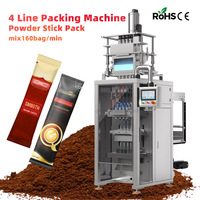 Machine d'emballage automatique haute vitesse pour café moulu, 4 lignes, pour sachets stick de poudre de café