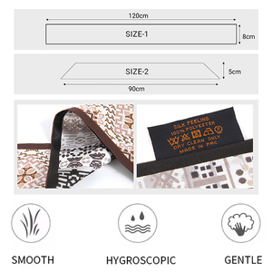 Custom Printed Long Ribbon Scarf 90x5cm & 120x8cm Lightweight Chiffon Feel Scarf, Leaf Argyle Print Hair Neck Scarf for Women - Product Image 6