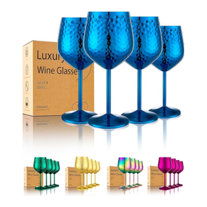 <span class=keywords><strong>Copa</strong></span> <span class=keywords><strong>de</strong></span> <span class=keywords><strong>Vino</strong></span> Unisweet Premium <span class=keywords><strong>de</strong></span> Acero Inoxidable, Diseño Clásico Azul Martillado, 500 ml, Resistente, Libre <span class=keywords><strong>de</strong></span> BPA, Regalo Empresarial para Amantes del <span class=keywords><strong>Vino</strong></span> - Product Image 1