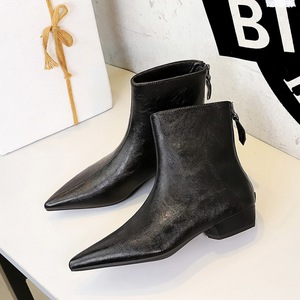 Bottes rétro pour femmes, <span class=keywords><strong>talon</strong></span> bas, <span class=keywords><strong>talon</strong></span> épais, fermeture éclair, coupe ajustée, motif pan, semelle en caoutchouc, doublure en PU, hauteur genou, pour l'hiver - Product Image 2