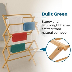 Bamboo Folding <b>Clothes</b> Drying <b>Rack</b> X Shape Floor Standing Foldable Minimalist Design - Product Image 3