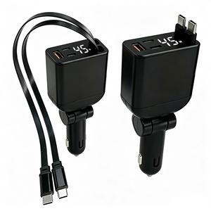 STW usb-<b>c</b> car charger 100w 60w car & home multi charger retractable car charger 4 in 1 fast <b>charging</b> car with fim - Product Image 1