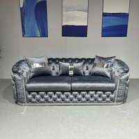 Sortie d'usine luxe européen or Rose jambe blanc Chesterfield canapé velours tissu bouton tufté salon canapé ensemble meubles