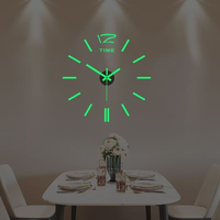 Jam Dinding 3D DIY Menyala dalam Gelap Jam Dinding Senyap Tanpa Bor Dekorasi Rumah