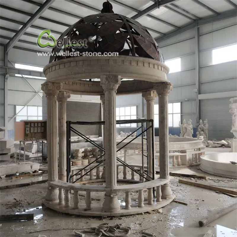 China factory price Customized design natural stone round outdoor pavilion