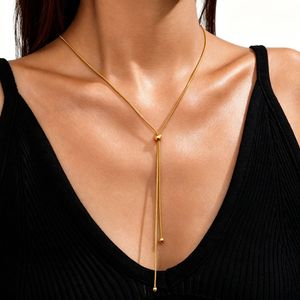 Collar de cadena ajustable chapado en oro de acero inoxidable para mujer, el más vendido de 2026 - Product Image 1