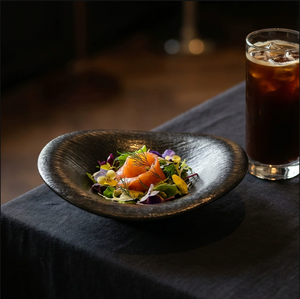 Platos de Cena de Cerámica Irregulares con Textura de Roca Negra Mate, Vajilla de Alta Gama con Logotipo Personalizado para Restaurantes Occidentales y Hoteles de Lujo - Product Image 4