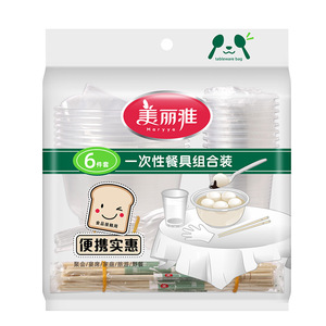 Disposable Tableware Set For 10 People With Cups Bowls Chopsticks Spoons Camping Outdoor Picnic Use Transparent Multifunctional - Product Image 5