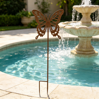 Piquet de jardin papillon en fer forgé artisanal de qualité supérieure pour cour, ornement de jardin extérieur vintage