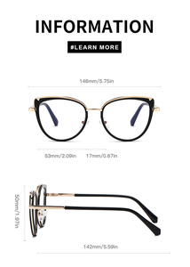 نظارات عين القط الفوتوكرومي أنيقة من Partagas ، مفصلة زنبرك UV400 ، نظارات مضادة للضوء الأزرق ، نظارات عيون بإطار بصري للنساء - Product Image 6