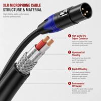 Câble Microphone XLR Professionnel 3 Broches Mâle-Femelle Blindé en Cuivre OFC pour Haut-Parleur de Scène et Table de Mixage de Studio