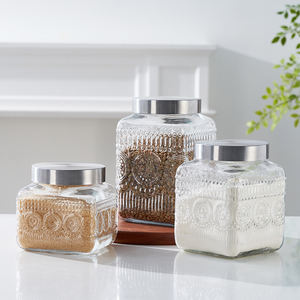 مجموعة برطمانات زجاجية محكمة الإغلاق ومانعة للتسرب، خالية من مادة BPA، صالحة للطعام، بسعات 1.3 لتر و1.9 لتر و2.4 لتر، آمنة للغسل في غسالة الأطباق، بتصميم مربع للحلوى والبسكويت - Product Image 1