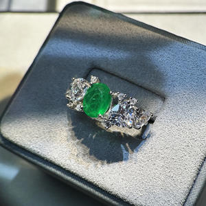 SPJ classico argento 925 donne anello di fidanzamento verde Non sbiadito zircone cubico a forma di goccia d'acqua promessa aperta per feste - Product Image 3