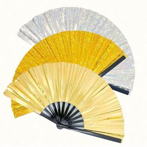 Abanico Plegable Grande y Brillante con Efecto Reflectante para Festivales, Abanicos Portátiles de Plástico con Efecto Brillante para Fiestas - Product Image 1