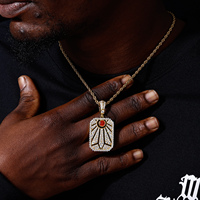 Pendentif Dog Tag Montagne Soleil Givré en Argent Sterling 925 et Moissanite VVS, Plaqué Or, Design Original, Bijoux Fins pour Hommes et Femmes