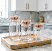 Stoples Kaca Heksagonal Elegan Wadah Kemasan Madu Kosong Tutup Sekrup Rose Gold 500ml 750ml Kaca Bening