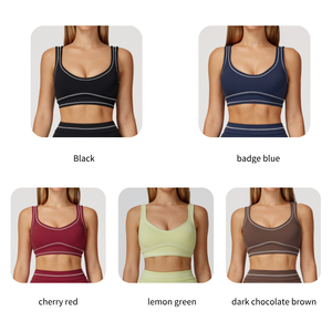 Nuovo Arrivo Reggiseno Sportivo a U con Schiena Scoperta per Donne Design a Blocchi di Colore Top da Yoga ad Asciugatura Rapida Reggiseno Fitness ad Alto Supporto - Product Image 2