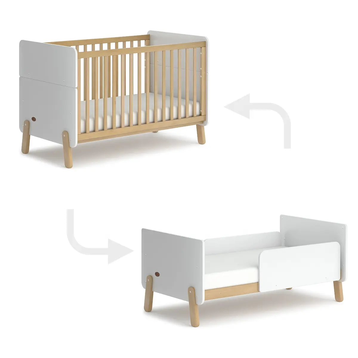 Boori 3 In 1 Crib Single Convertible Wooden Baby Cot Bed for Baby 0-3 Years