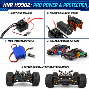HNR H9902 Coche <span class=keywords><strong>de</strong></span> Carreras Todoterreno Eléctrico a Escala 1/8 <span class=keywords><strong>con</strong></span> <span class=keywords><strong>Control</strong></span> Remoto <span class=keywords><strong>de</strong></span> 4 Canales y 2.4GHz, Casi Listo para Usar, 4WD, Alcance <span class=keywords><strong>de</strong></span> 350 Metros, Metal y Goma - Product Image 4