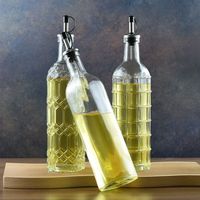 Distributeur d'huile d'olive en verre de 500ml 17 Oz Cruet d'huile et de vinaigre avec bec verseur en acier inoxydable pour la cuisine