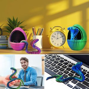 Huevo de Serpiente Congelado Impreso en 3D, Lindo Juguete Antiestrés de Cristal, Azul Verde, Engranaje Giratorio para Escritorio Ejecutivo, Animales, Decoración para el Hogar y la Oficina, Hecho de Plástico - Product Image 4