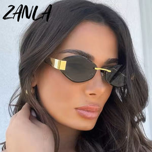 <span class=keywords><strong>2025</strong></span>新着デザイナーサニー菱形リムレス女性用高級サングラス流行の小さな多角形サングラスカッティングレンズ金属眼鏡 - Product Image 2