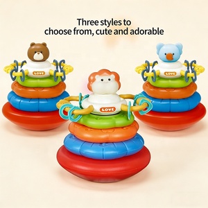 Jouet sensoriel d'empilage d'animaux mignons avec effets sonores - Jouet éducatif <span class=keywords><strong>Montessori</strong></span> en plastique pour bébés de <span class=keywords><strong>6</strong></span> <span class=keywords><strong>mois</strong></span> et plus - Product Image 1