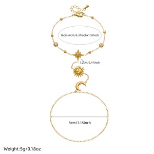 Gold Plated Sun Moon Star Body Chain Stainless Steel Minimalist Jewelry Daily Wear Bracelet Link Finger Hand Chain - Product Image 4