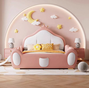 Lit simple moderne de 1.35 m pour enfants très vendu <span class=keywords><strong>garde</strong></span>-<span class=keywords><strong>corps</strong></span> de style princesse avec emballage souple chambre salon bois massif - Product Image 4